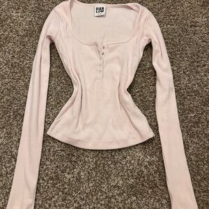 Harlow Blush Buttoned Long Sleeve Tee